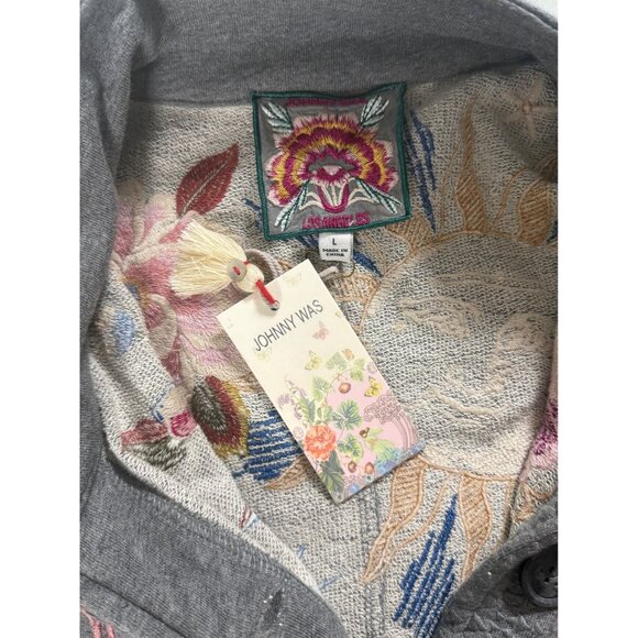 New Johnny Was Celestia Embroidered Coat Womens L Wearable Art Fairy Boho Whimsy - Picture 2 of 16